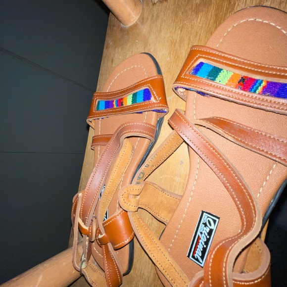 Colorful Beaded Leather Sandals - Picture 1 of 2